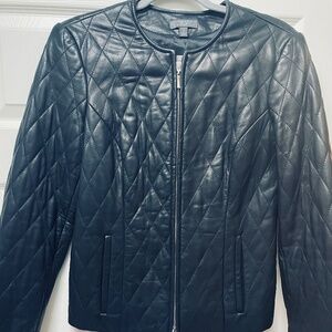 Classiques Entier Black soft Leather 2 way semi fitted zipper Jacket 8 size